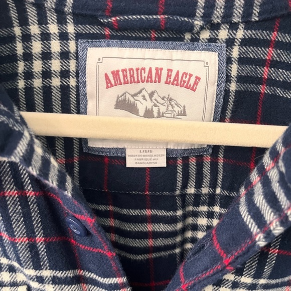 American Eagle Men’s L Red/Blue Flannel - Picture 2 of 7